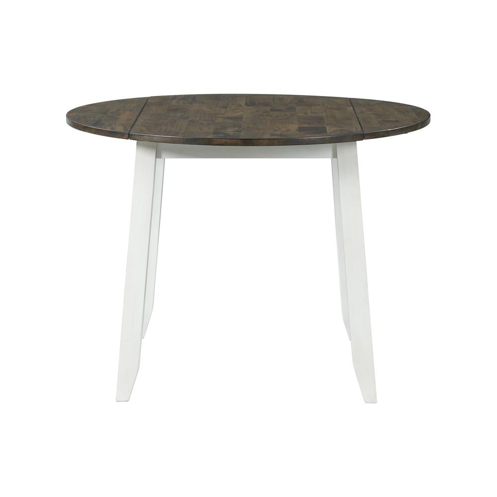 Transitional Kona 42" Round Extendable Solid Wood Dining Table in Gray & White