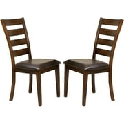 Intercon Furniture Kona PU and Wood Ladder Back Side Chair in Brown (Set of 2)