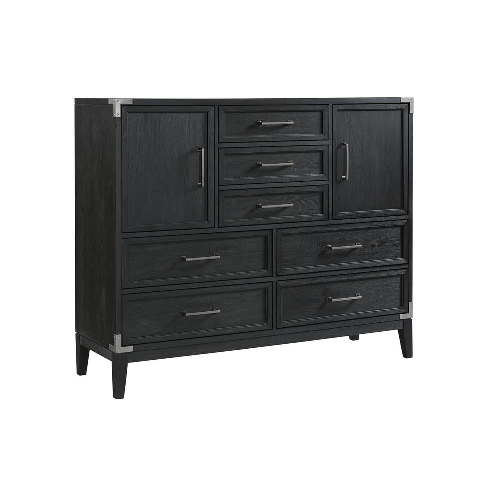 Laguna Weathered Steel 7-Drawer Dark Wood Master Chest