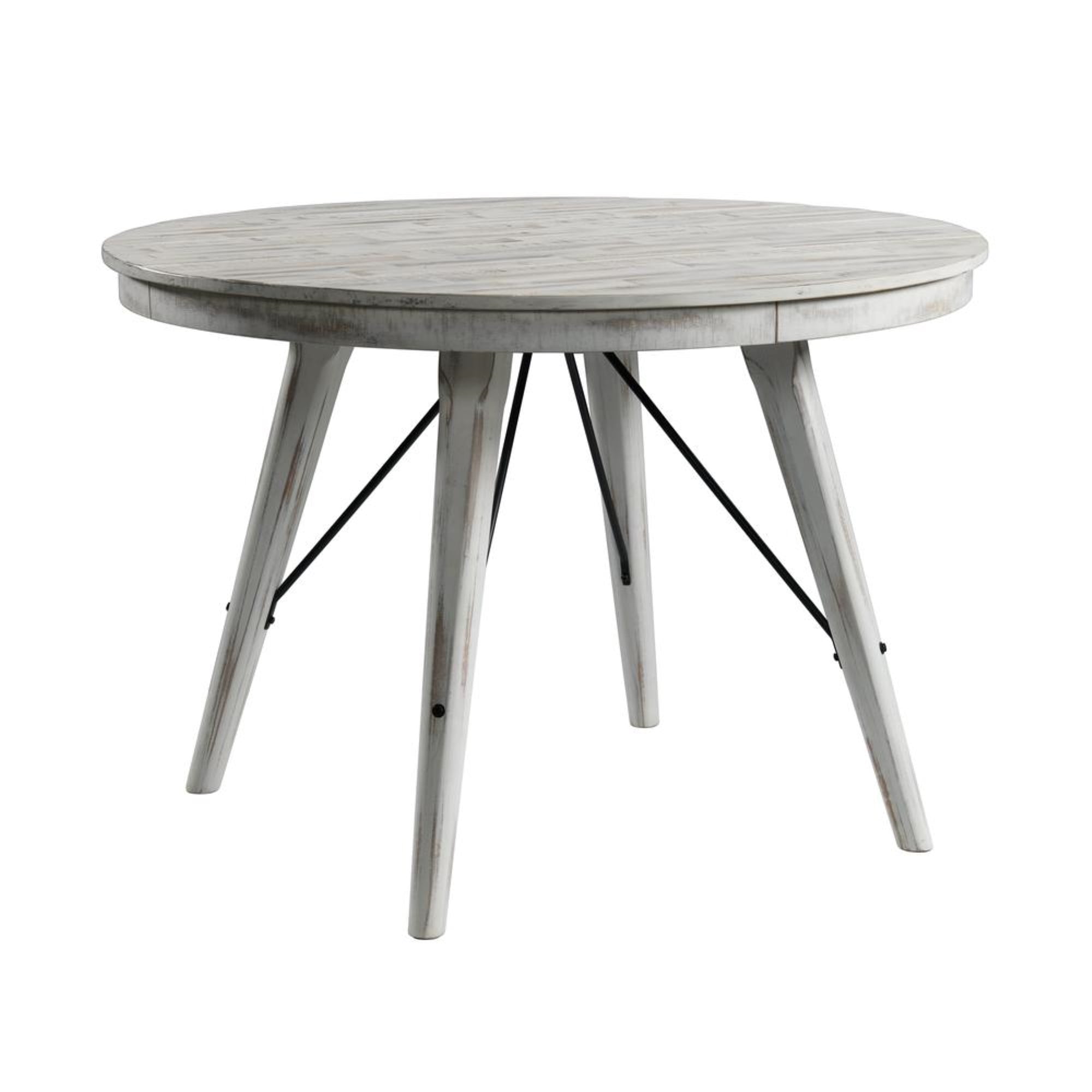 Weathered White Reclaimed Wood Round Counter Height Table
