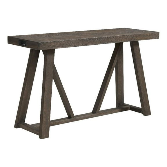 Intercon Furniture Modern Wood Sofa Table in Reclaimed Chevron Gray