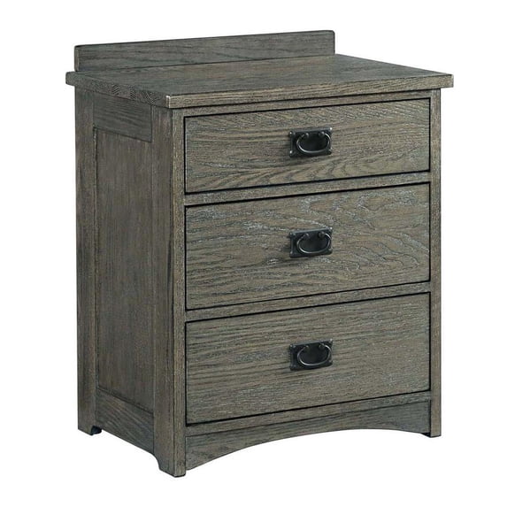 Intercon 3 Drawer Nightstand in Brushed Pewter
