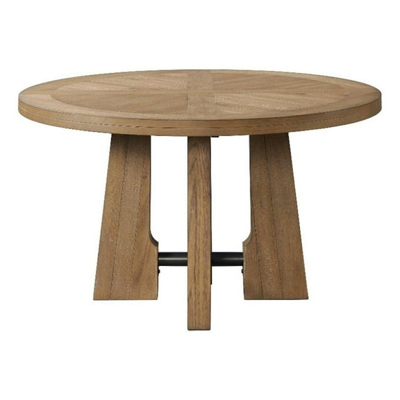 Intercon Furniture Round Modern Wood Table in Weathered Oak Finish