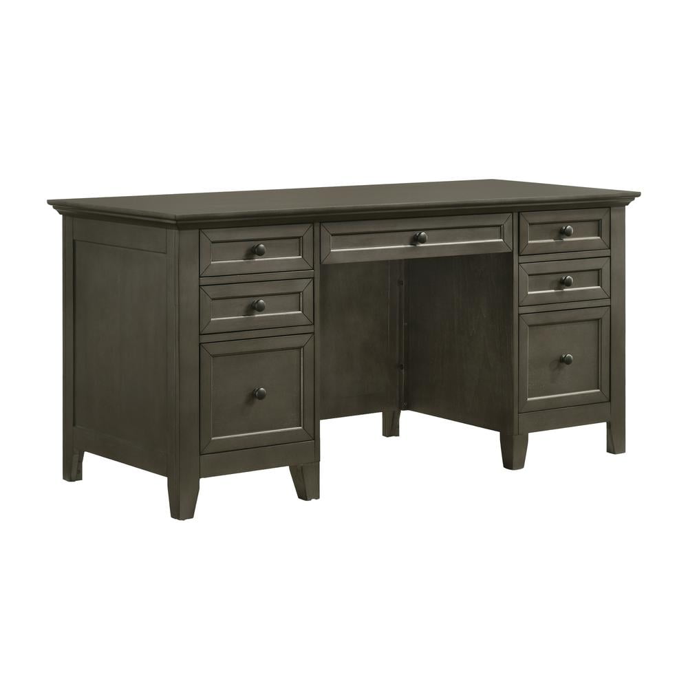 Intercon Furniture San Mateo Home Office 62" Wood Executive Desk in Gray
