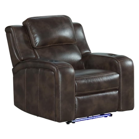 Intercon Furniture Silhouette Transitional Leather Dual-Power Recliner in Coffee