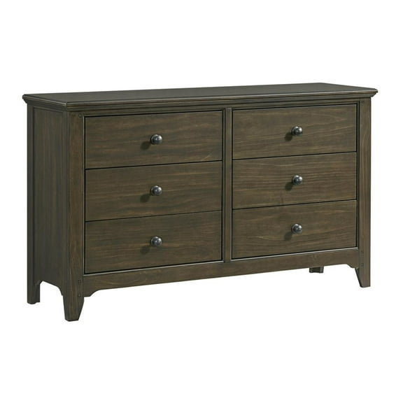 Intercon Furniture Tahoe Youth 6-Drawer Farmhouse Wood Dresser in Rock Gray