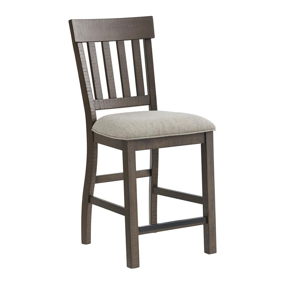 Rustic Driftwood Brown Acacia Wood Bar Stool with Cushioned Seat