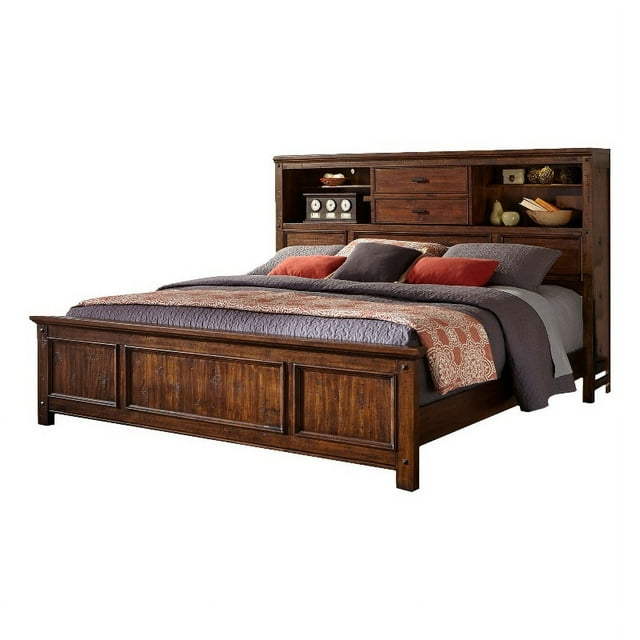 Intercon Furniture Wolf Creek Bedroom Queen Bookcase Headboard in Brown ...