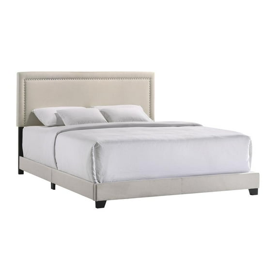 Intercon Furniture Zion Modern Fabric King Upholstered Bed in Zion Fog Beige
