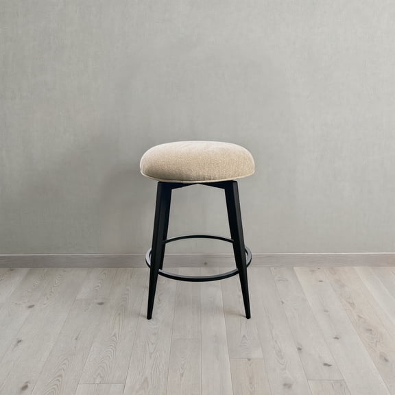 Intercon Metal Base Barstool with Backless Seat in Champagne