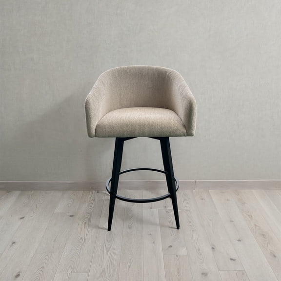 Intercon Metal Base Barstool with Barrel Seat in Champagne