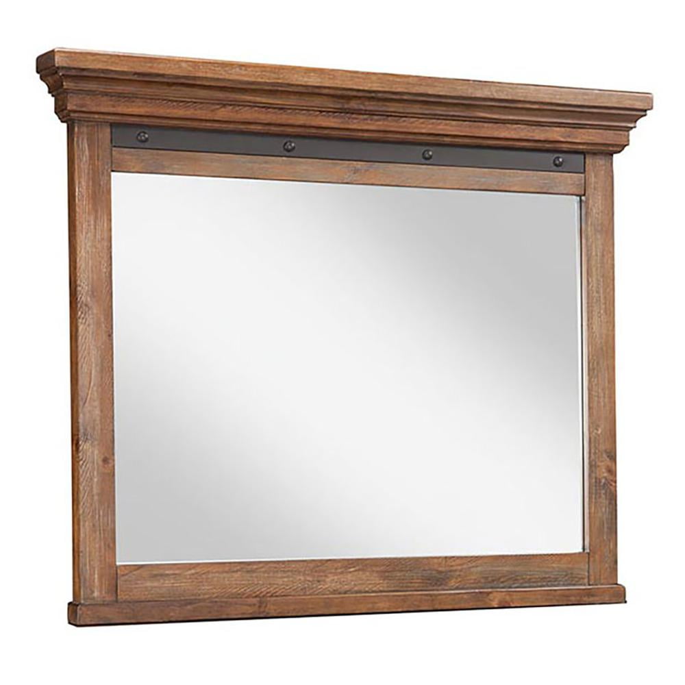 Canyon Brown Rustic Pine Landscape Dresser Mirror