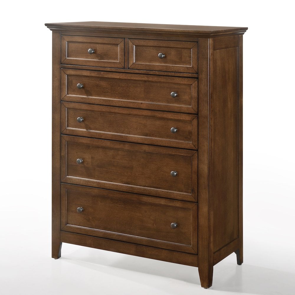 Tuscan Brown Rubberwood 6-Drawer Chest with Aged Bronze Hardware