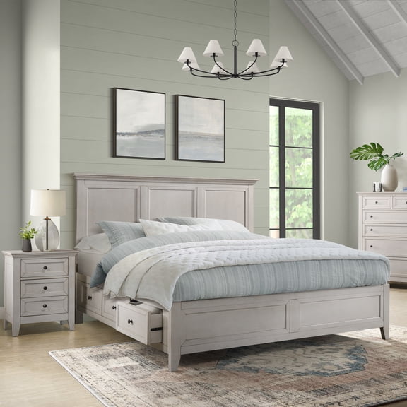 Intercon San Mateo King Standard Bed in Rustic White