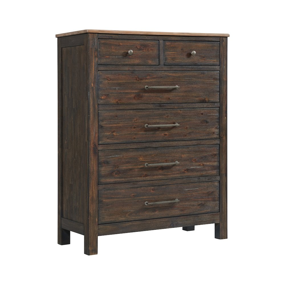 Driftwood and Sable Solid Acacia 6-Drawer Chest