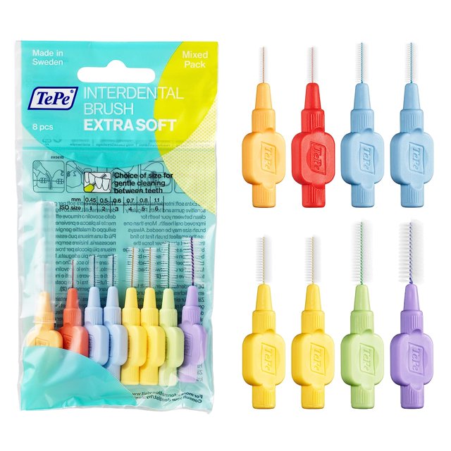 Interdental Brush Extra Soft Pack of 8, Multi Pack Dental Brush for
