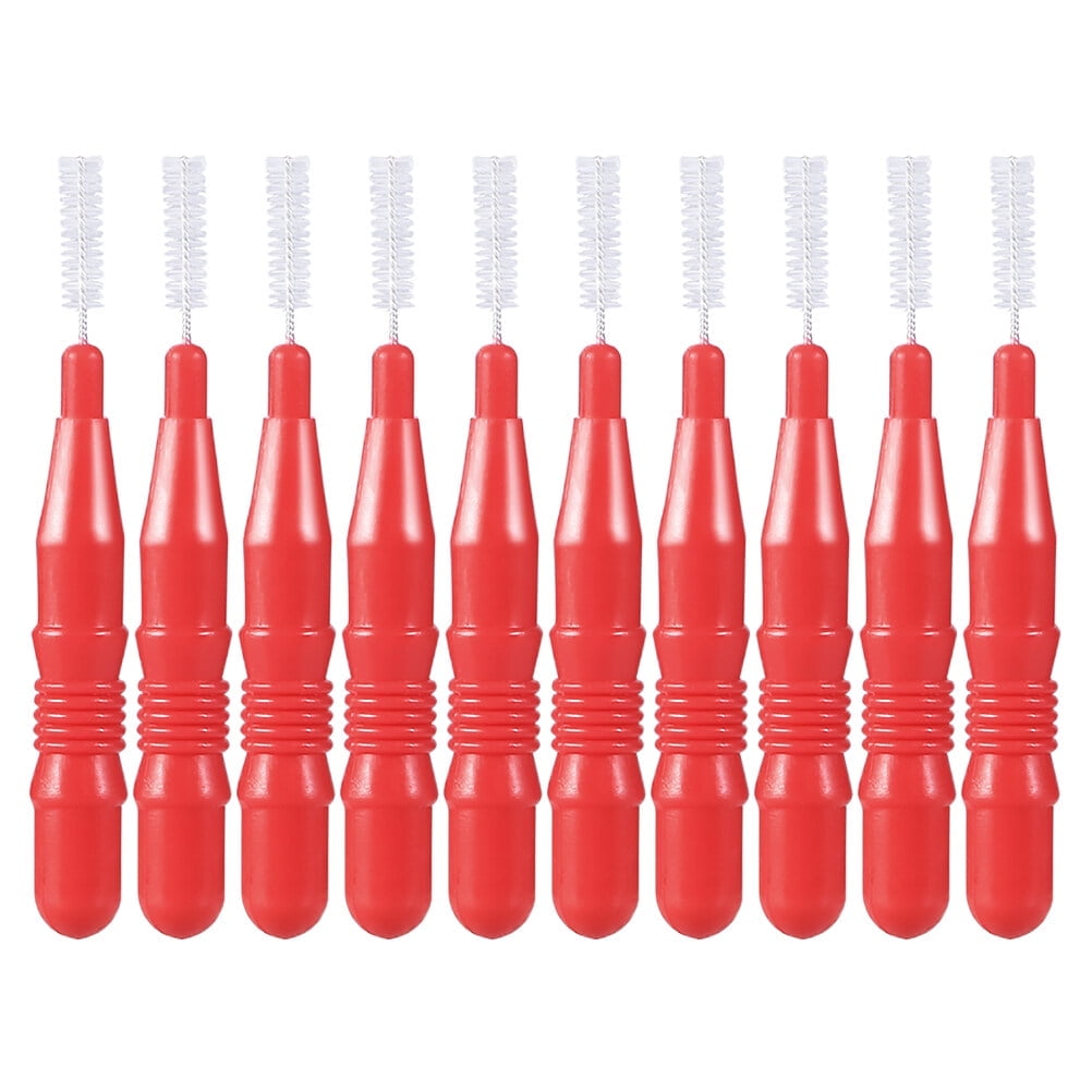 Interdental Brush Premium Oral Plastic Orthodontic Flossers for Braces Clean 50 Pcs Red