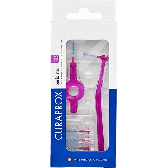 Interdental Brush Set 406  Suitable for large gaps and gum care|Includes 5 brushes and double brush handles for easy access|Made in Switzerland