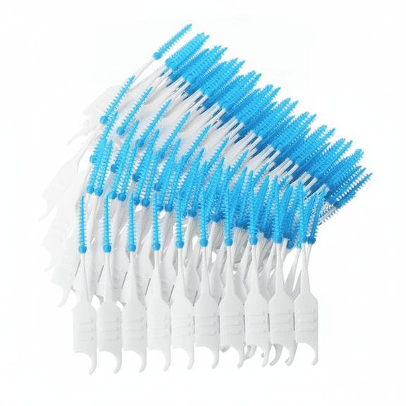 Interdental Brushes, 200Pcs Soft Silicone Dental Picks, Orthodontic Cleaning Kit for Braces, Blue