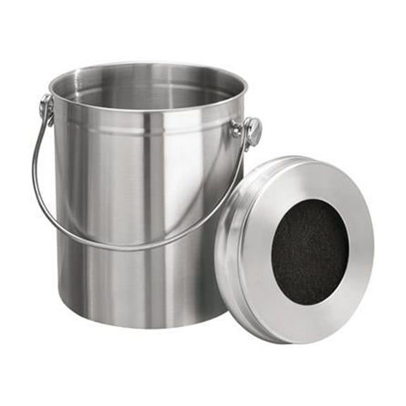 Interdesign 32650 Kitchen Compost Bin, Stainless Steel, 1.3-Gallon - Quantity 2