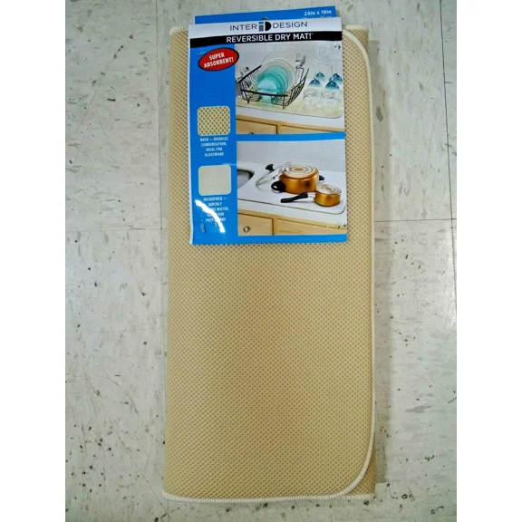 Interdesign 41140 18 In. W X 24 In. L Microfiber Drying Mat Wheat