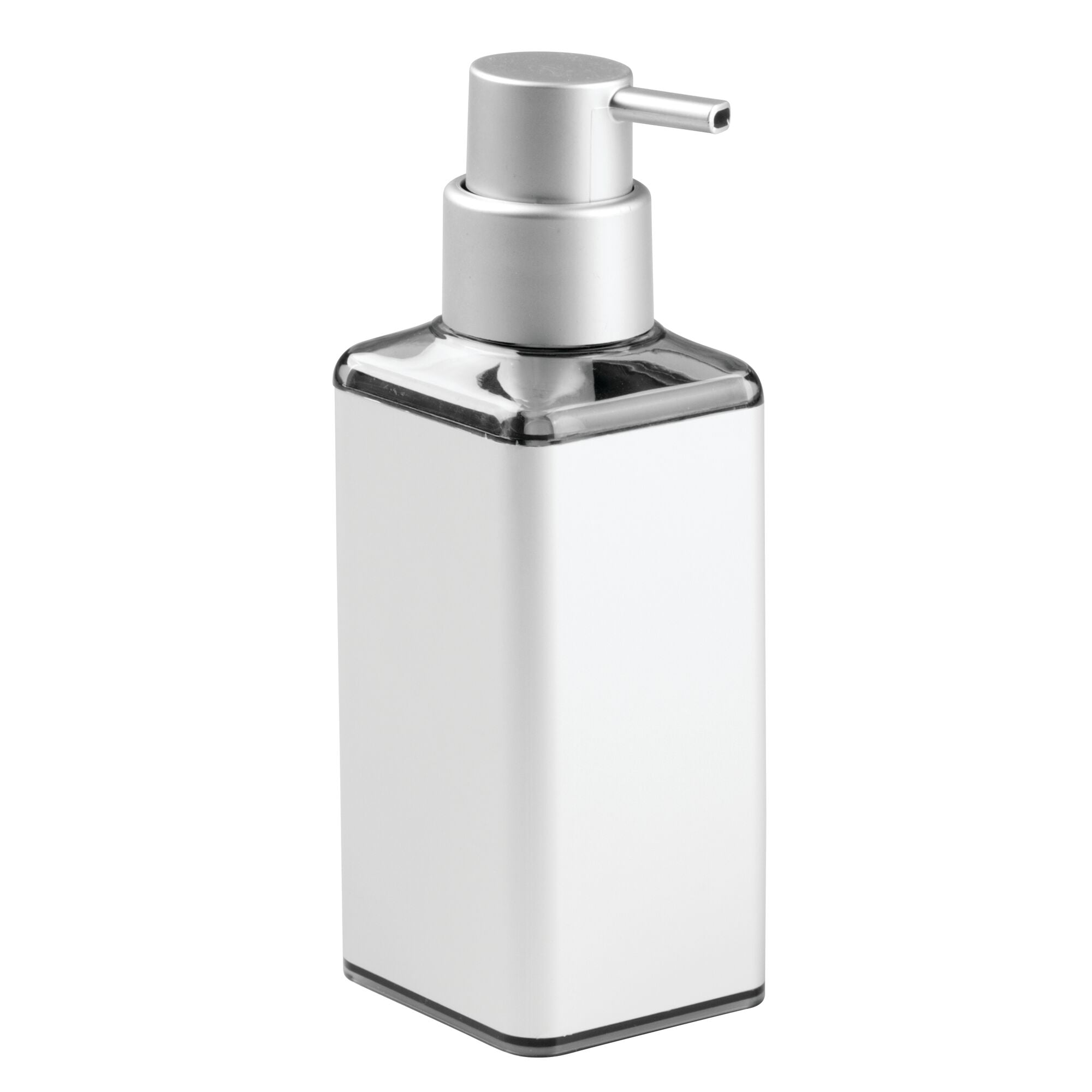iDesign Bathroom Aluminum Square Soap Dispenser, Silver