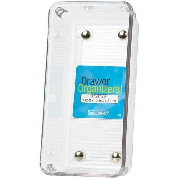 Interdesign Drawer Organizer Clear Linus 3" X 9" X 2" Clear Plastic With Ribbed Bottom