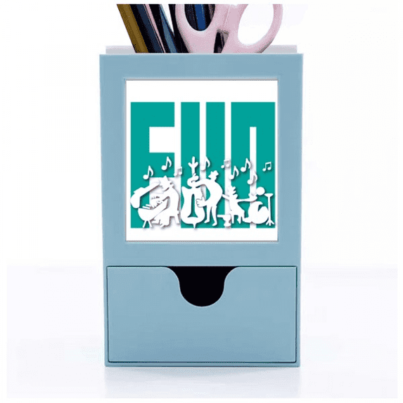 Interest Playing Music Songs Desk Supplies Organizer Pen Holder Card