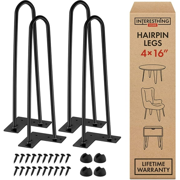 Interesthing Home Hairpin Legs for Coffee and End Tables, Chairs and Home DIY Projects, 16 Inches