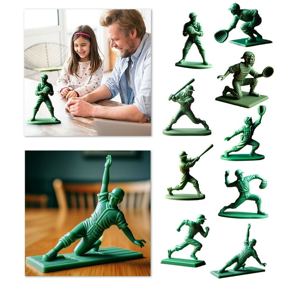 Interesting Baseball Soldier Figurines, Green Mini Baseball Toy Soldiers for Home Office Desk Decor, Unique Gift for Baseball Fans and Enthusiasts