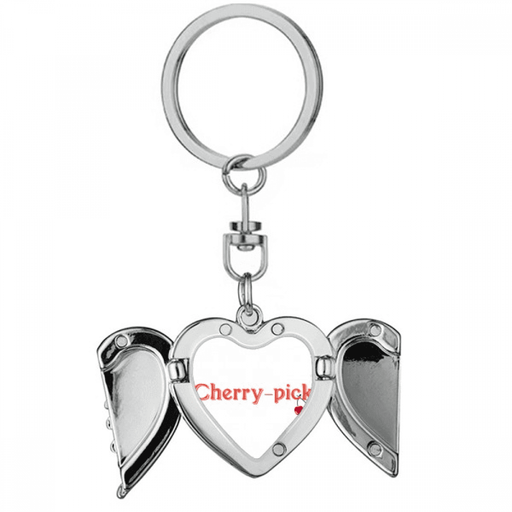 Interesting Catchword Cherry Pick Heart Angel Wing Key Chain Holder