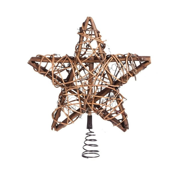 Interesting Christmas Tree Top Decoration Five Pointed Star Wooden Christmas Top Decoration 25x30cm No Lights