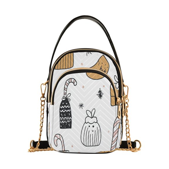 Interesting Festive Doodles Women's Crossbody Handbags Leather Crossbody Bags Fanny Pack Chest Bag for Travel