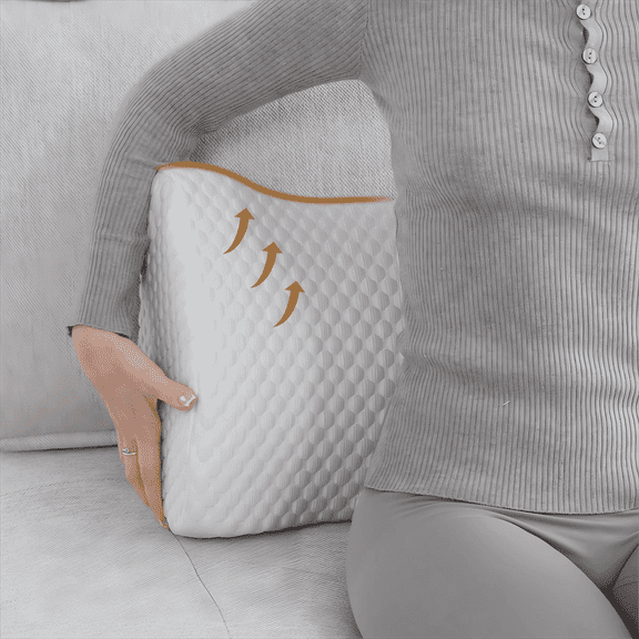 CHARRYARN by TexStead Ergonomic Lumbar Support Pillow - Pure Memory Foam - Suitable for Use in Cars or Office Chairs -M (22" x 9"x 6"),White