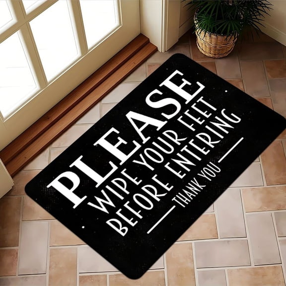 An Interesting "Please Wipe Your Feet Before Entering" Non-slip Corridor Balcony Carpet, Laundry Mat, Entrance Door Mat, Machine Washable Household Carpet, Washable Area Rug.