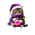 thumbnail image 1 of Interesting Xmas Cat Garden Ground Stake Adornment Colorful Insert Art Xmas Outdoor Ornamentation For Yard Metal Holder for Phone Chalk Sticks Succulent Seasonal Garden Flags for outside Gardening, 1 of 4