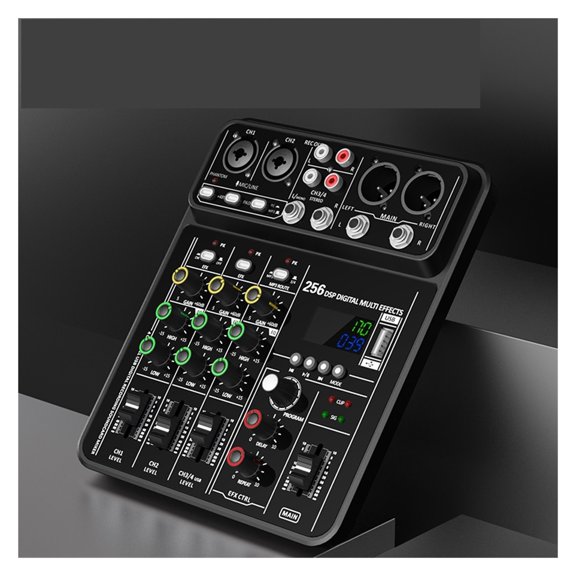 Interface Mixer with Bluetooth USB Recording Computer 48V Power Delay Replay Effects 4-Channel