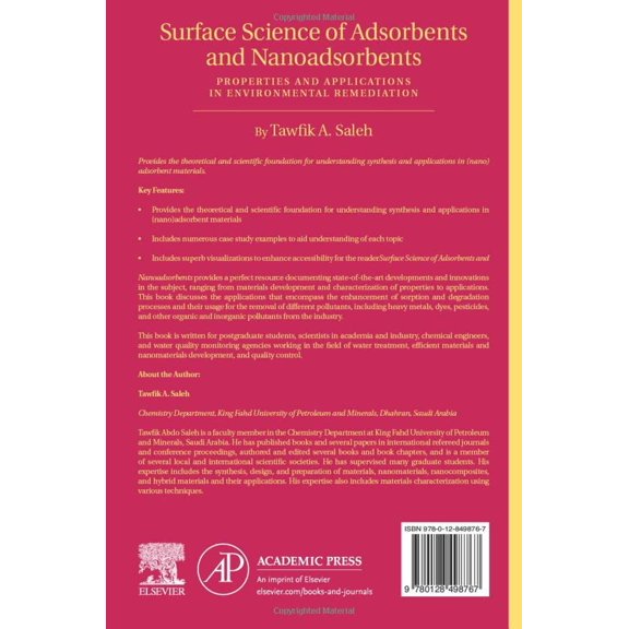Pre-Owned Interface Science and Technology Surface Science of Adsorbents and Nanoadsorbents: Properties and Applications in Environmental Remediation Volume 34, Book 34, (Paperback)