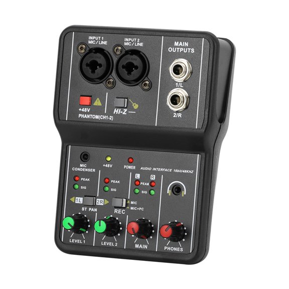 Interface Sound Card with Monitor Mixing Console for Studio Recording Singing Computer PC 48V Phantom Power ,Easy to Use