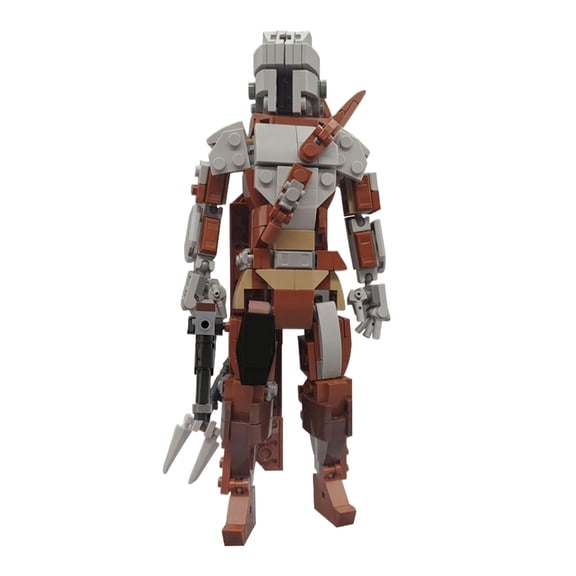 Intergalactic Bounty Hunter Building Block Set, 379Pcs Space Warrior Action Figure, Articulated Mercenary Model Kit for Desktop Display