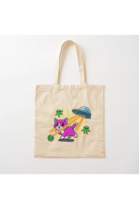 Intergalactic Chase Cotton Tote Bag Canvas Tote Bag, Family Gift For Mother, Her