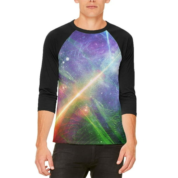 Intergalactic Rave Festival Mens Raglan T Shirt White-Black X-LG