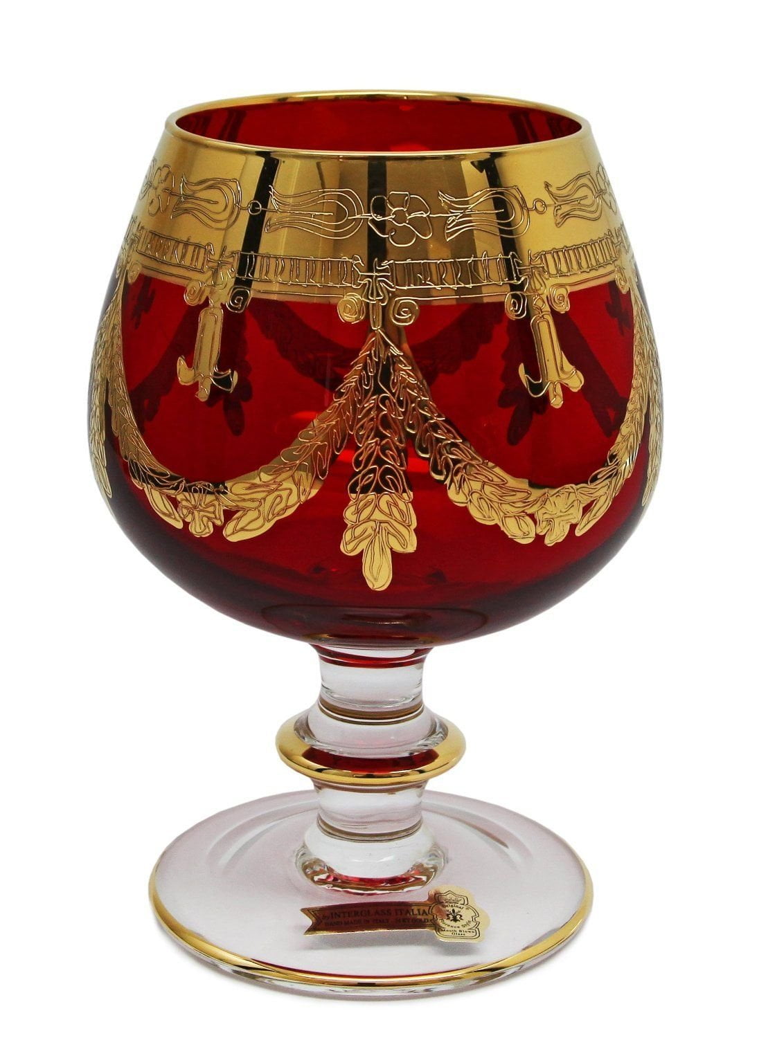 Interglass - Italy Ruby Red Crystal Brandy Snifters Vintage Design 24K Gold  Hand Decorated 10 oz, Set of 1 (Red, Brandy) - Walmart.com, image size:1096x1500
