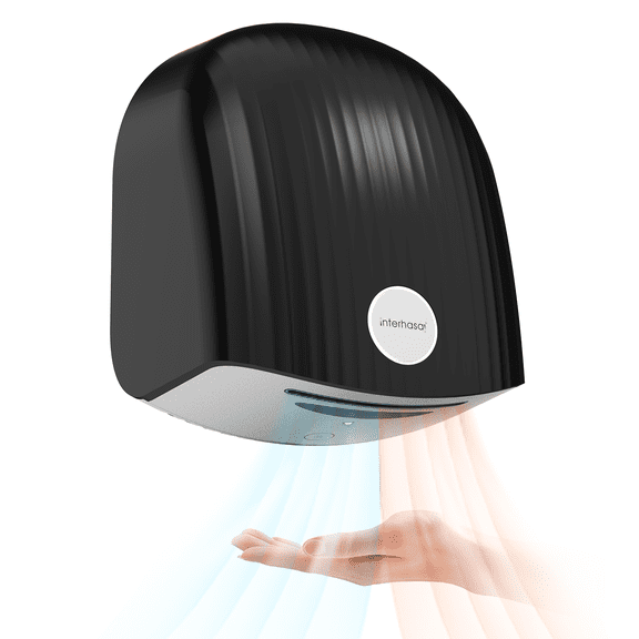 Interhasa 1200W Commercial Hand Dryer, 110V, 8-10 s Dry Time, Black