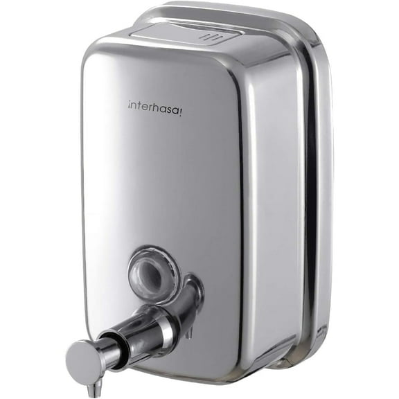Interhasa 27 oz 800ml Wall-Mounted Stainless Steel Sliver Commercial Soap & Lotion Dispenser