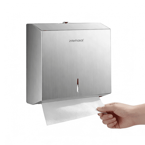 Interhasa Wall-Mounted Stainless Steel Paper Holder & Dispenser, Home & Commercial Use,Silver