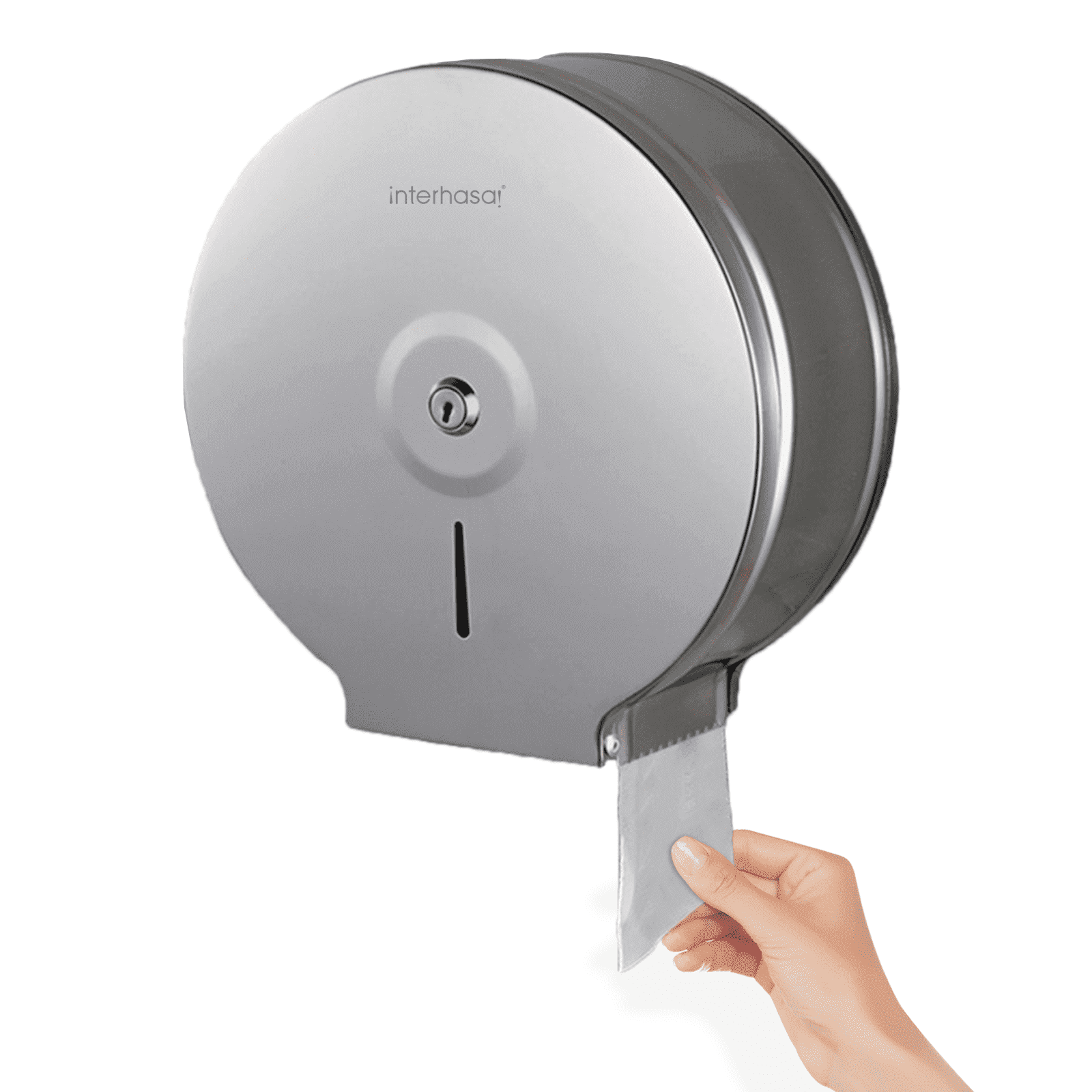 Interhasa! Stainless Steel Jumbo Toilet Tissue Dispenser, 9 Inch Wall Mount Roll Paper Holder for Bathroom, 9.84x9.84x4.52, Silver