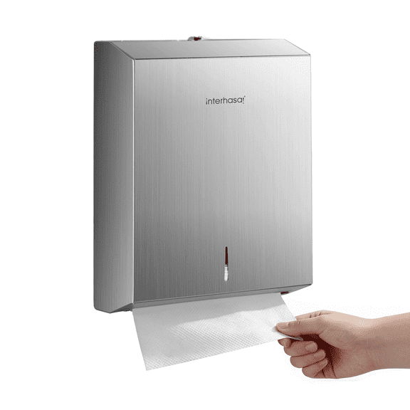 Interhasa Wall-Mounted Stainless Steel Paper Holder & Dispenser, Home & Commercial Use,Silver