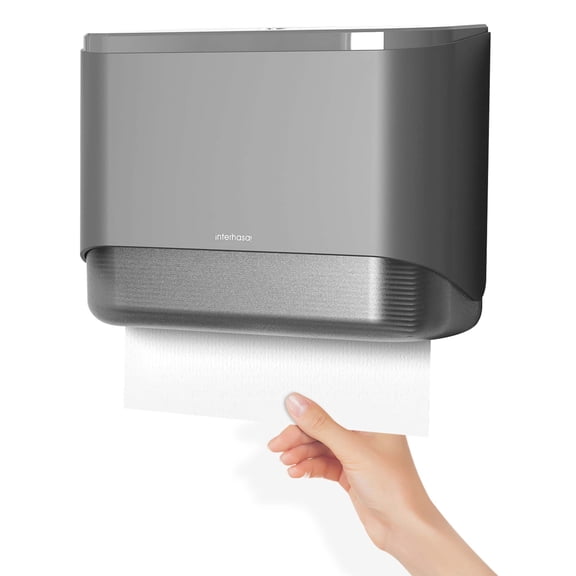 Interhasa Wall Mount Multifold Paper Towel Dispenser with Installation Accessories, Gray,  1 Pack