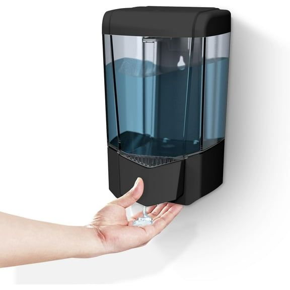 Interhasa Wall-Mounted Commercial Soap & Lotion Dispenser, 600ml/21oz，Black